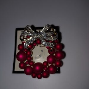 Napier Red and Silver Bow Brooch